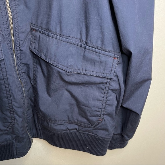 Tommy Bahama Fez Frond Reversible Bomber Jacket Mens Sz M Navy Blue Snap Pocket - Picture 13 of 16